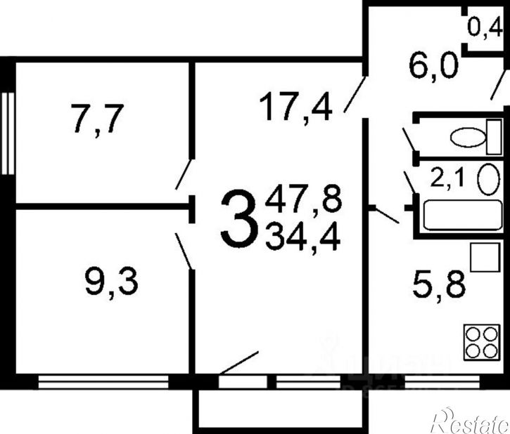 3-комн квартира ул Вяземская, 24,  д. 24