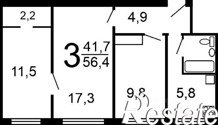 3-комн квартира улица Васнецова, 3,  д. 3